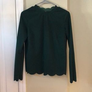 Dark Green Scallop Blouse
